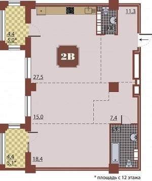 2-к. квартира, 87,65 м², N/16 эт. - 11 400 000 р.