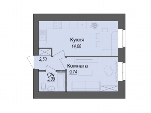 1-к. квартира, 29,93 м², N/8 эт. - 2 425 000 р.